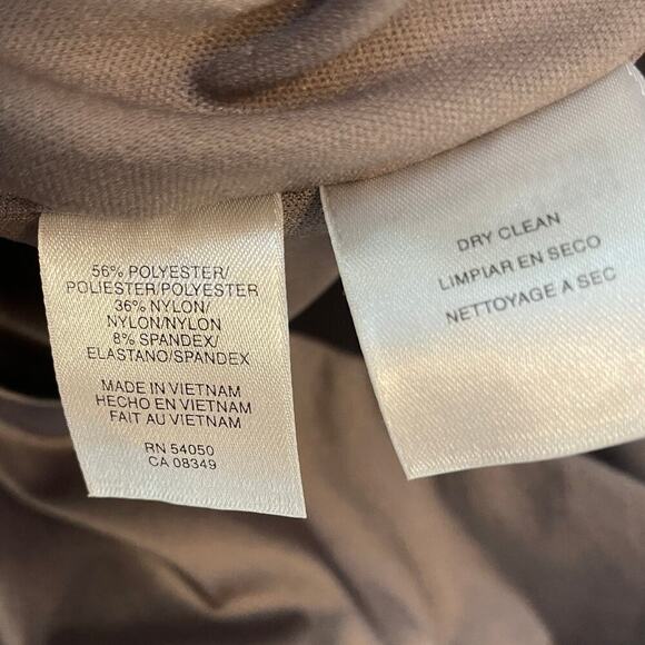 Evan Picone Size 6 Cocktail Dress | Y2K Draped Peplum, Taupe Silver Elegant Vibe - Picture 8 of 8